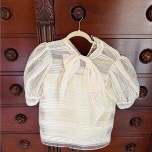 Hunter Bell Sheer White Blouse with Bow